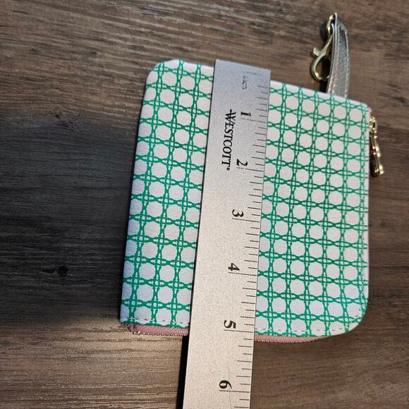 Lilly Pulitzer Small Zip Pouch Wallet Green Plaid Preppy Coquette Coin Purse - Picture 6 of 7